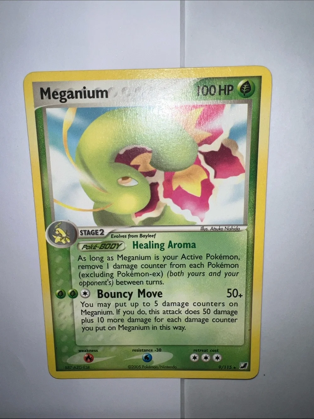 Pokemon Meganium Card - Green and Yellow